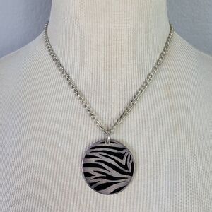 FOXY ORIGINALS // 2 in 1 pink or black zebra print silver pendant necklace